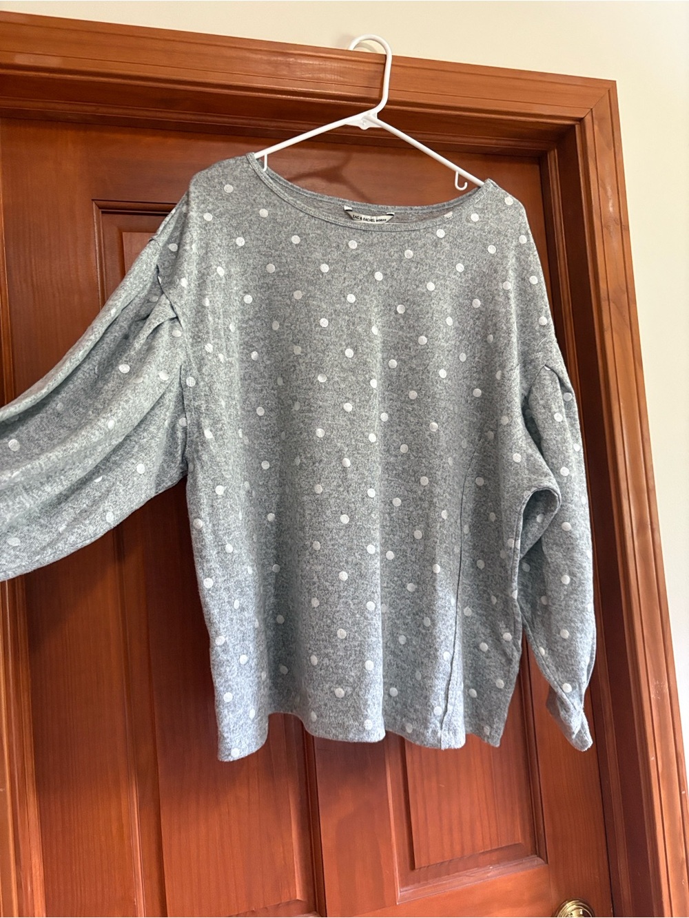 Zac & Rachel Gray Sweater with White Polka Dots